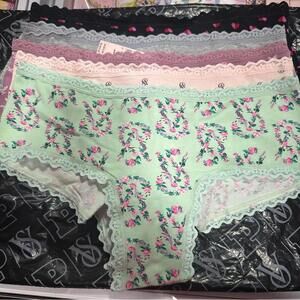 Victoria's Secret 5-Pack Lace Waist Cotton Cheeky Panties